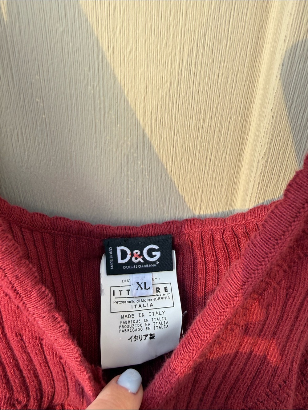 D&G Cotton Red Knit Pointelle Cami Tank Top Vintage 90s - Picture 3 of 7